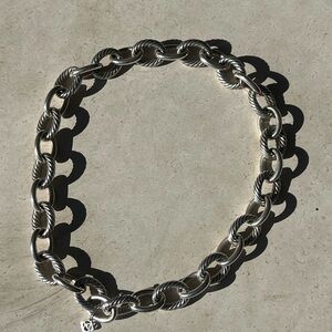David Yurman Sculpted Cable Oval Link Necklace + Oval Link Chain Bracelet
